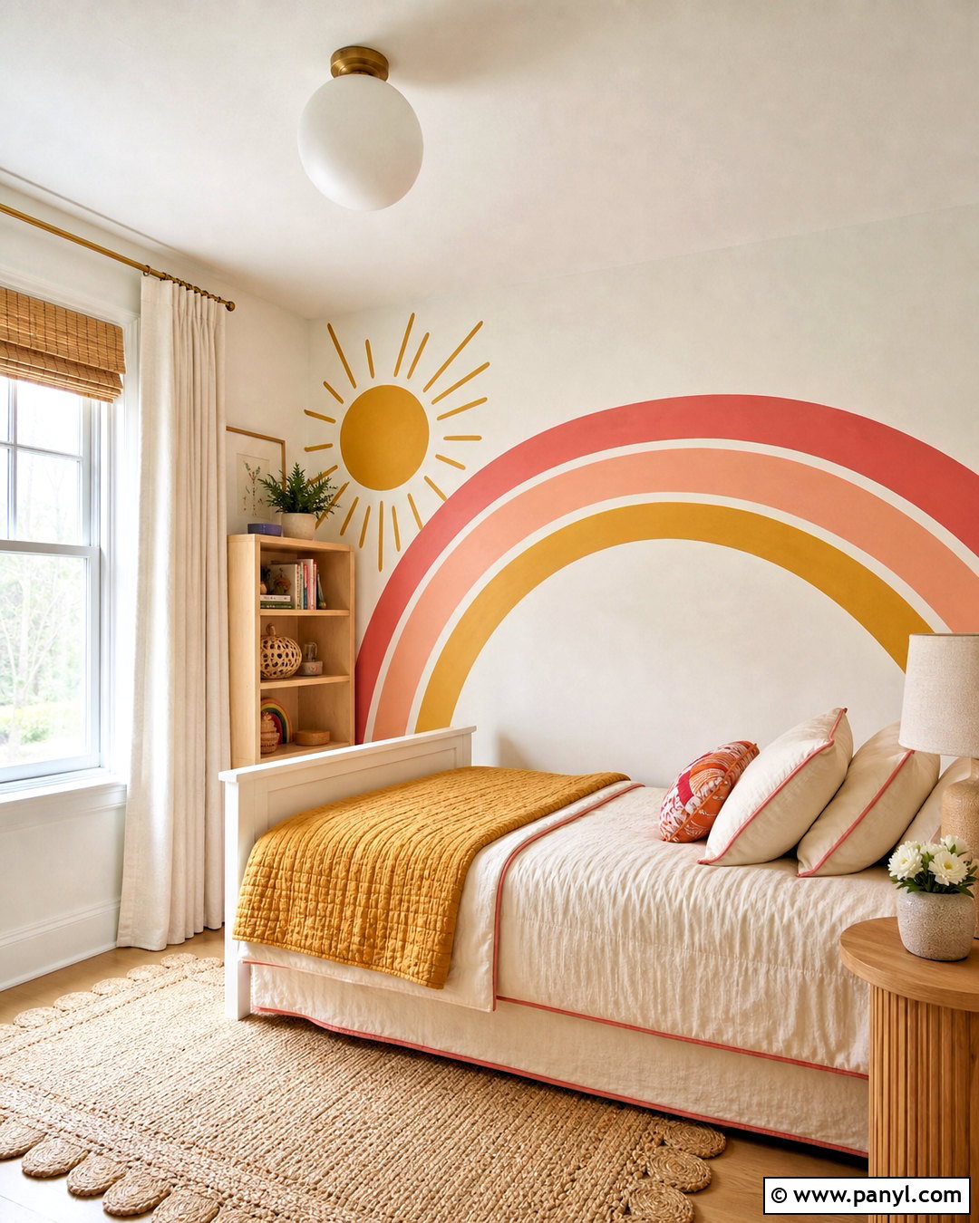 Rainbow And Sun Mural - 20 rainbow mural kids room diy ideas