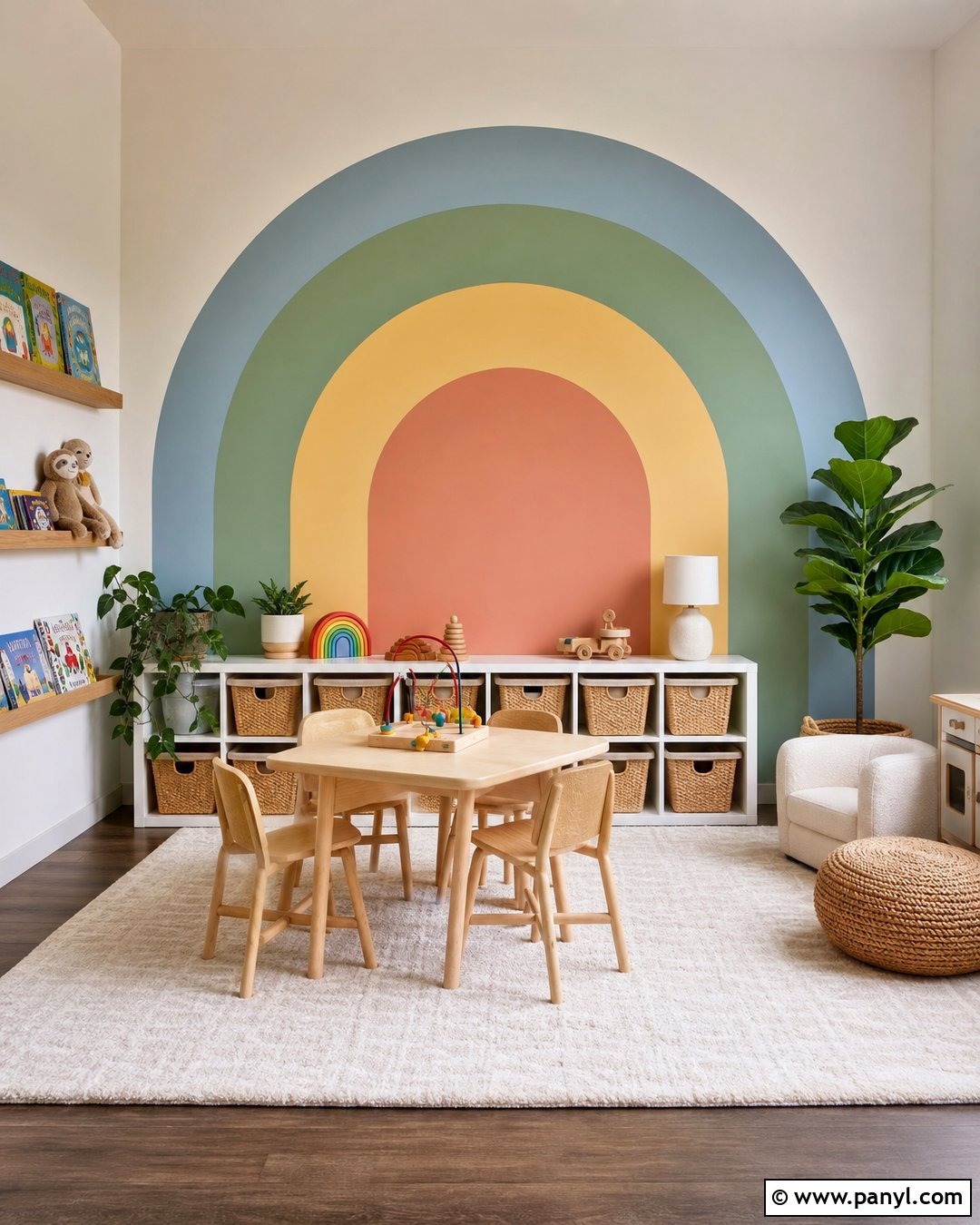Rainbow Arched Accent Wall Playroom - 20 Arched Painted Accent Wall Ideas