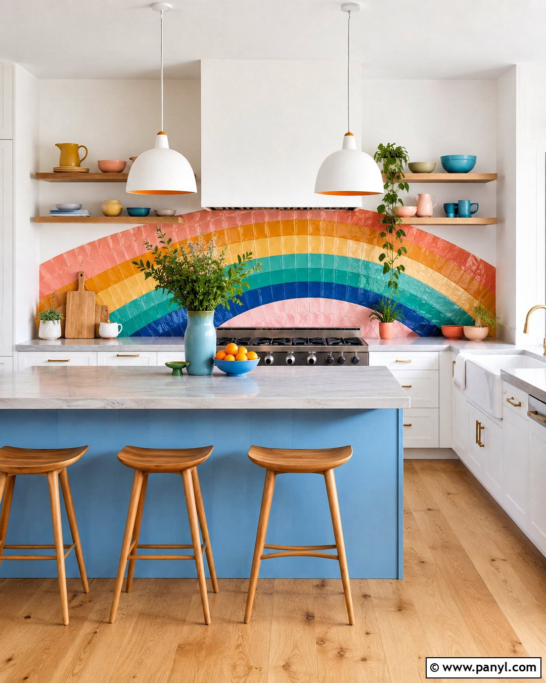 Rainbow Backsplash Kitchen - 20 bright kitchen ideas colorful ideas
