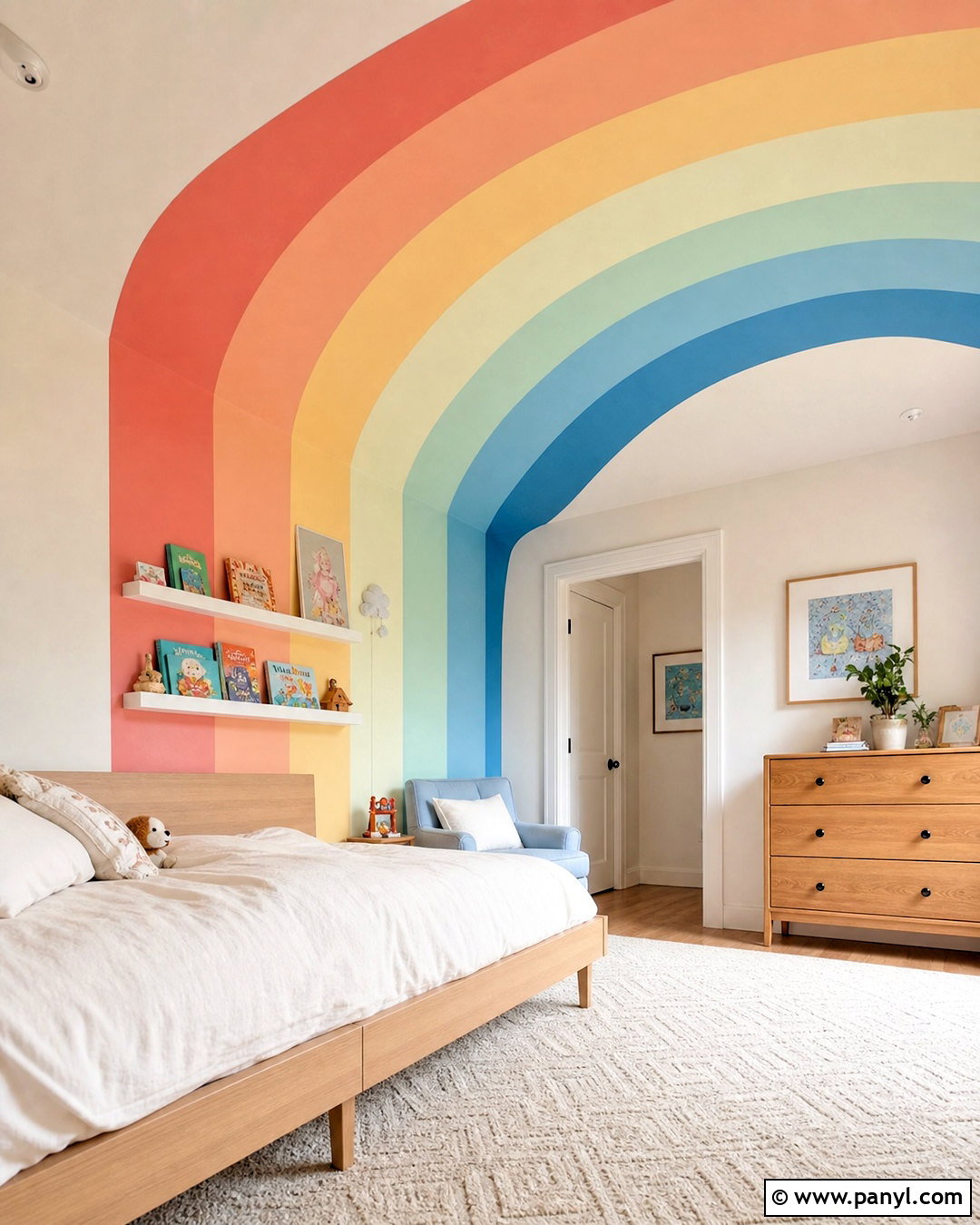Rainbow Ceiling Mural - 20 rainbow mural kids room diy ideas