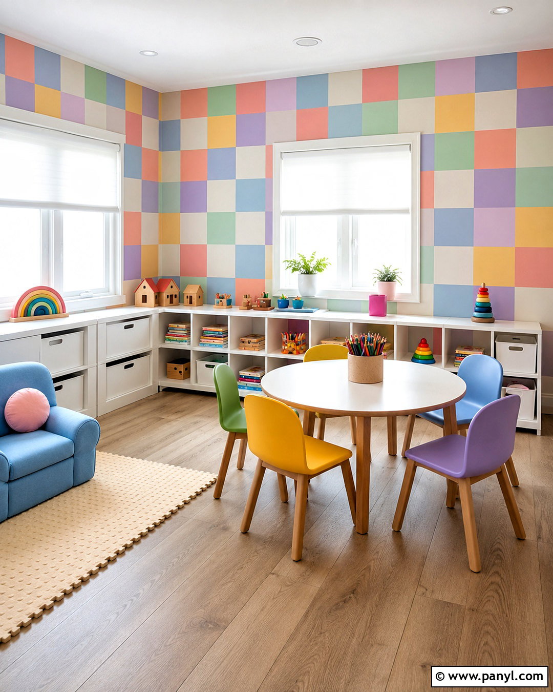 Rainbow Checkered Wallpaper Playroom - 20 cute checkered wallpaper ideas