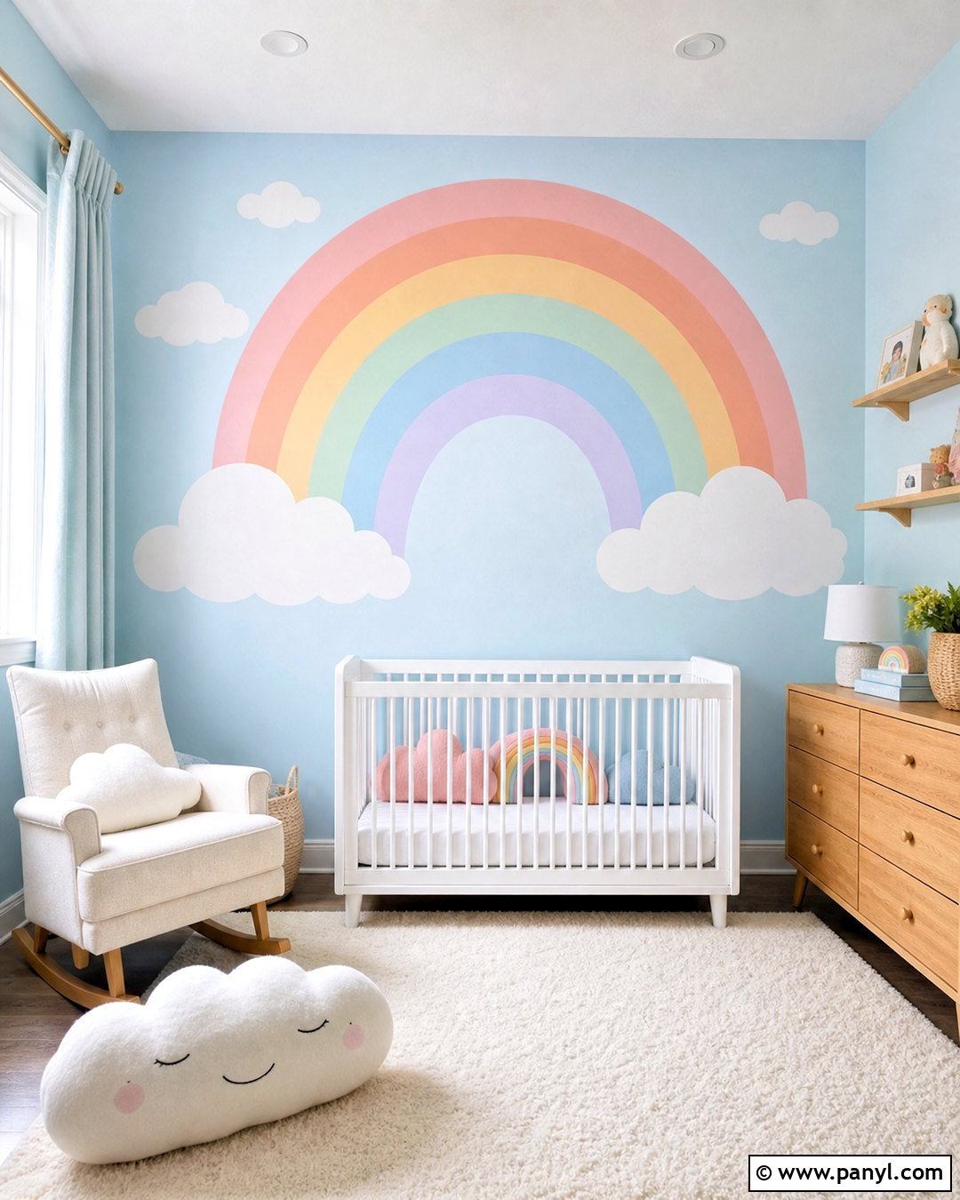 Rainbow Cloud Wall Nursery - 20 rainbow wall painting ideas