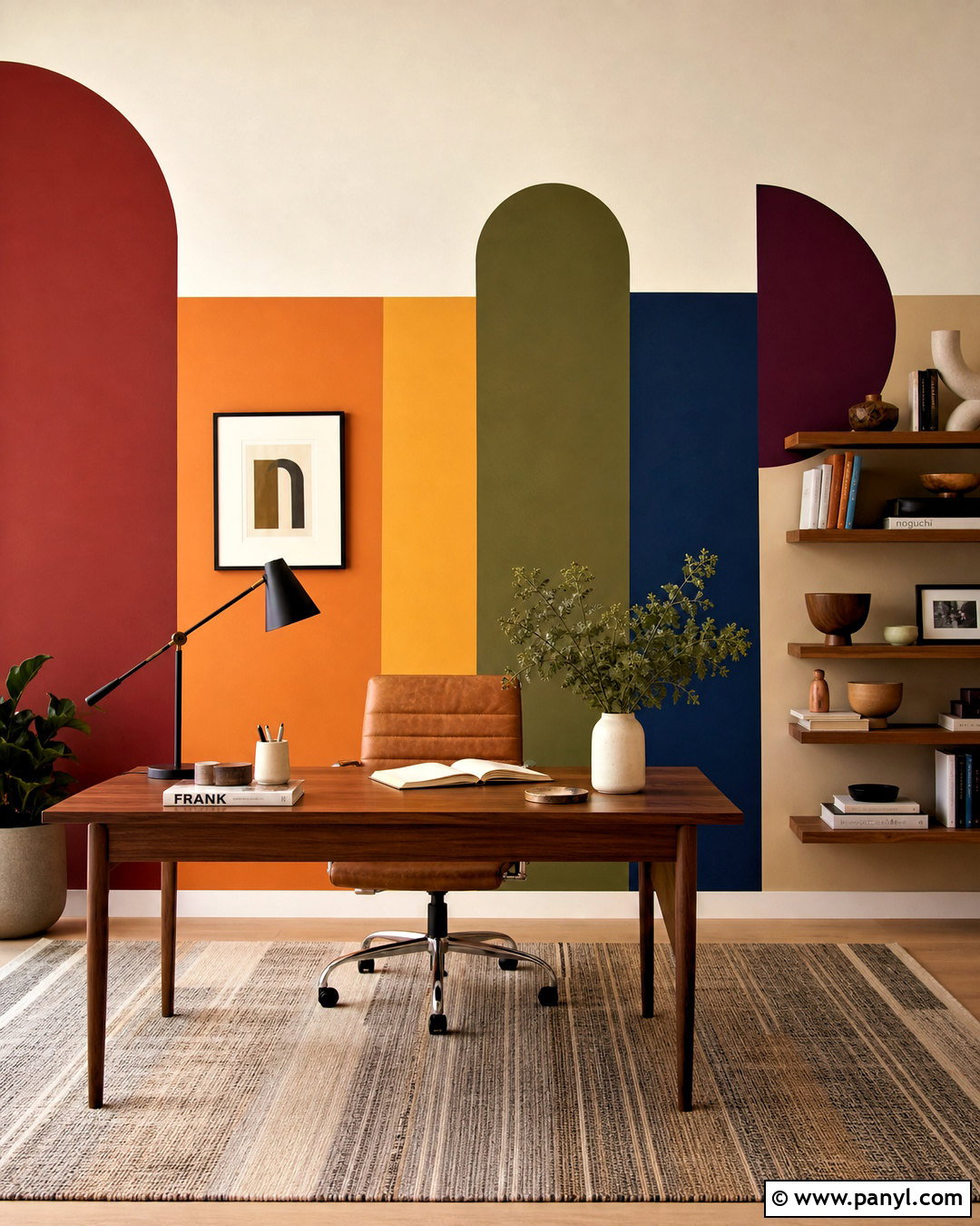 Rainbow Color Block Office Wall - 20 rainbow wall painting ideas