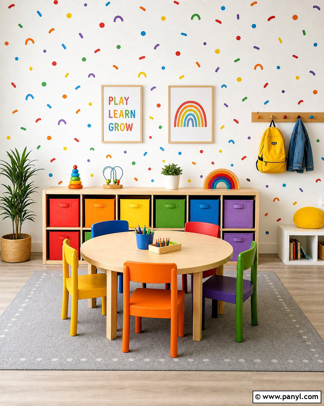 Rainbow Confetti Wall Playroom - 20 rainbow wall painting ideas