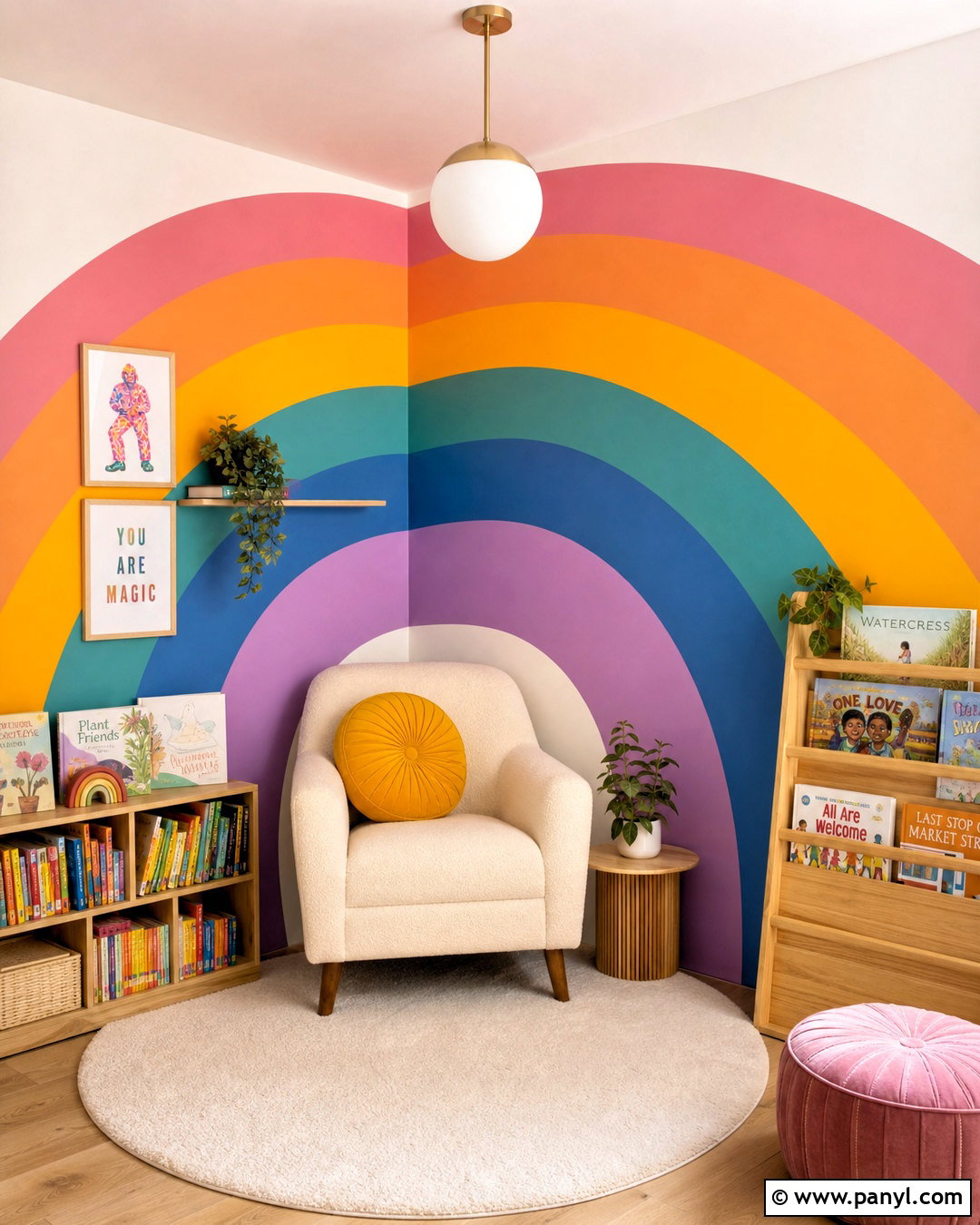 Rainbow Corner Accent Wall - 20 rainbow accent wall ideas