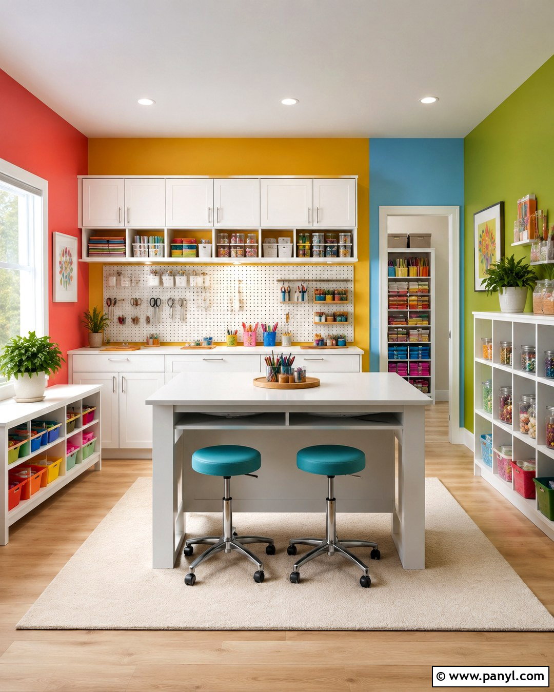 Rainbow Craft Room Walls - 20 Each Wall Different Color Ideas