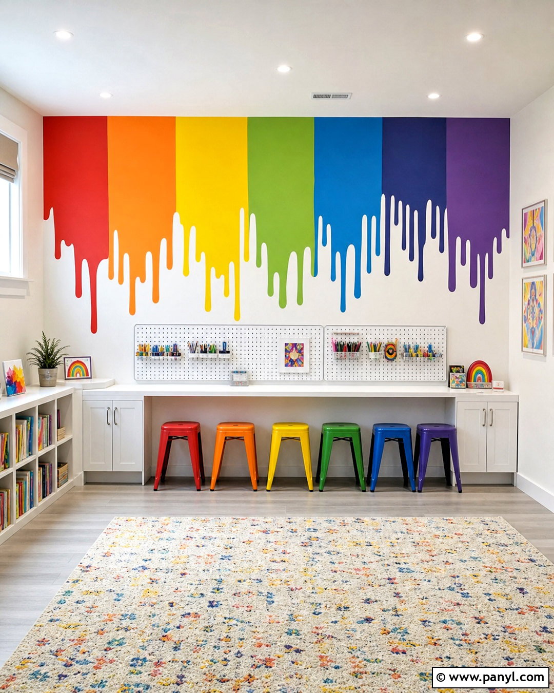 Rainbow Drip Mural - 20 rainbow mural kids room diy ideas