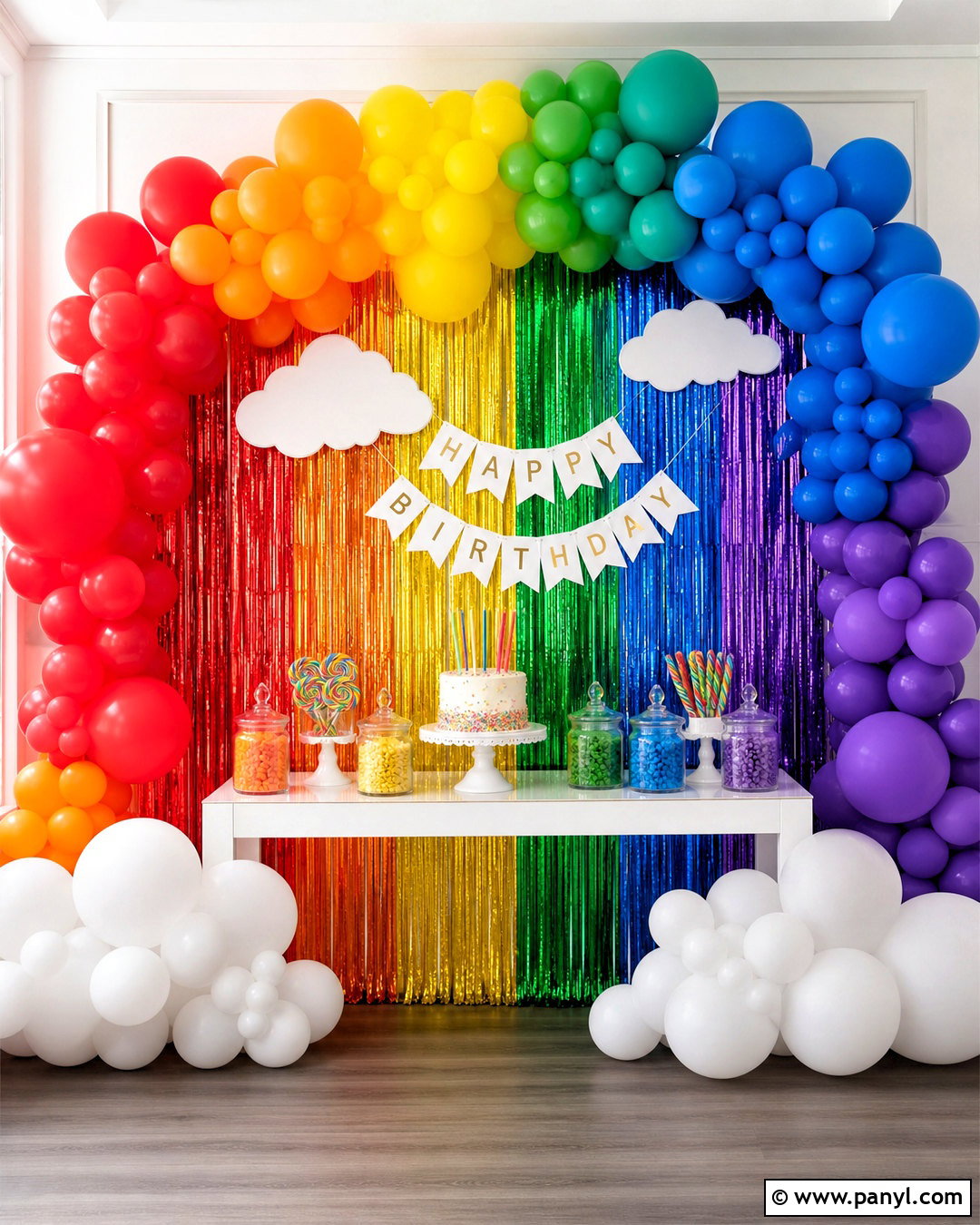Rainbow Foil Curtain Backdrop - 20 foil curtain backdrop ideas birthday ideas