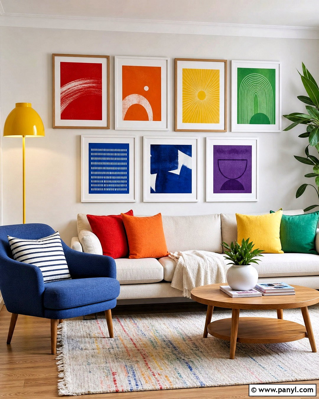 Rainbow Gallery Wall - 20 rainbow wall decor ideas