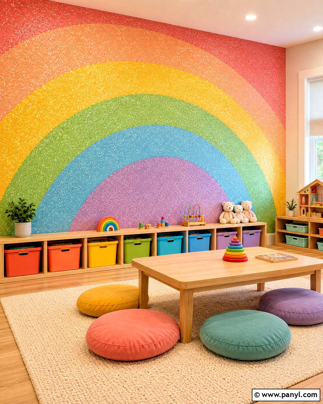 Rainbow Glitter Wall Playroom - 20 diy glitter paint for walls