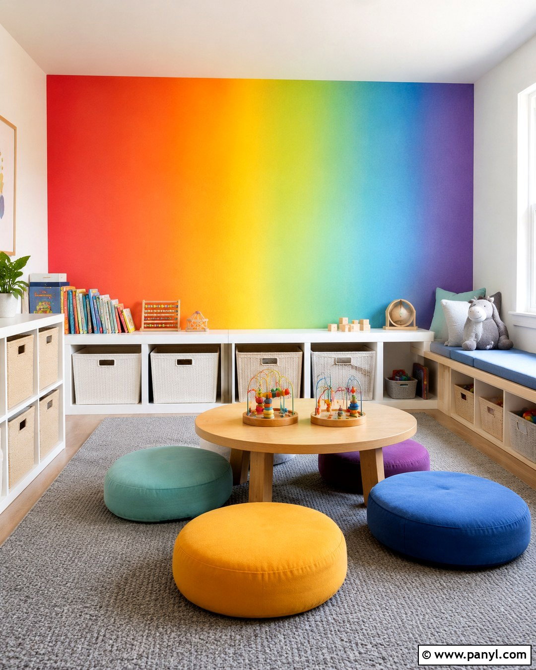 Rainbow Gradient Wall Playroom - 20 Color Gradient Wall Ideas