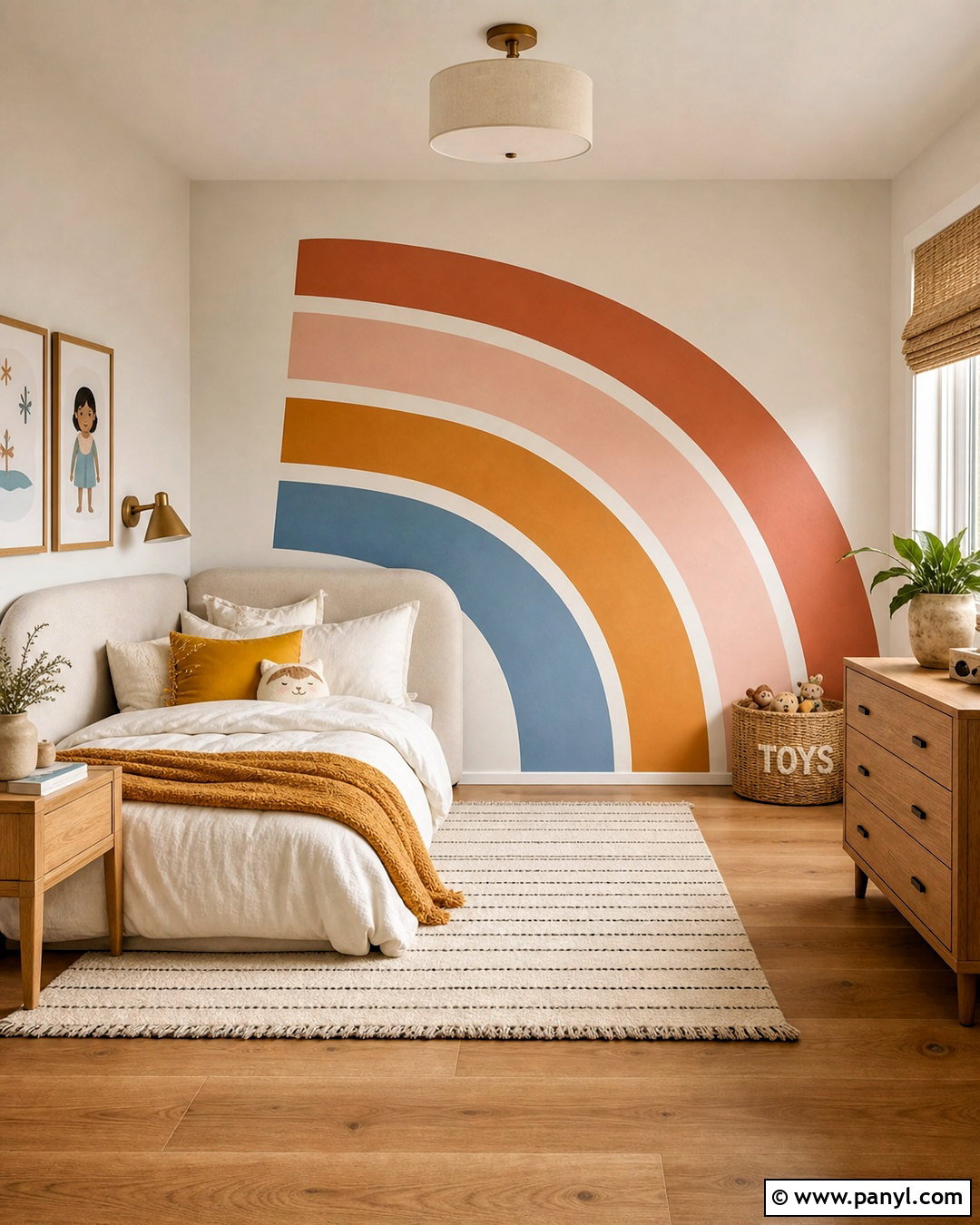 Rainbow Half Arch Mural - 20 rainbow mural kids room diy ideas