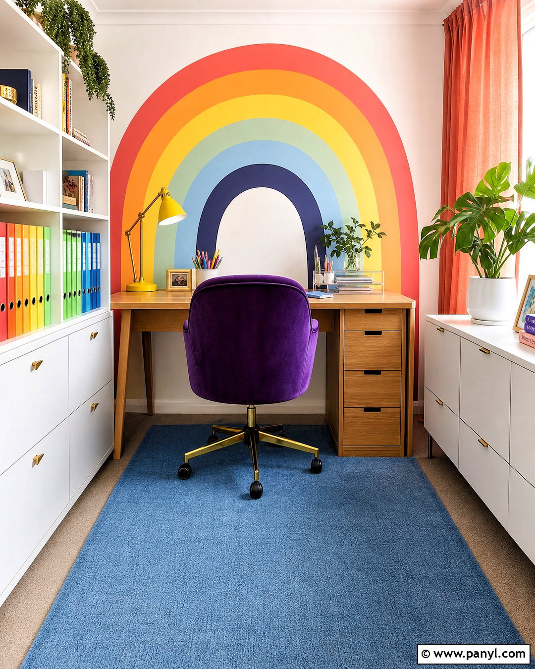Rainbow Home Office - 20 rainbow room aesthetic ideas