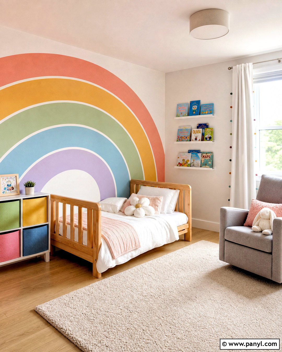 Rainbow Kids Room Sponge Wall - 20 sponge wall diy ideas