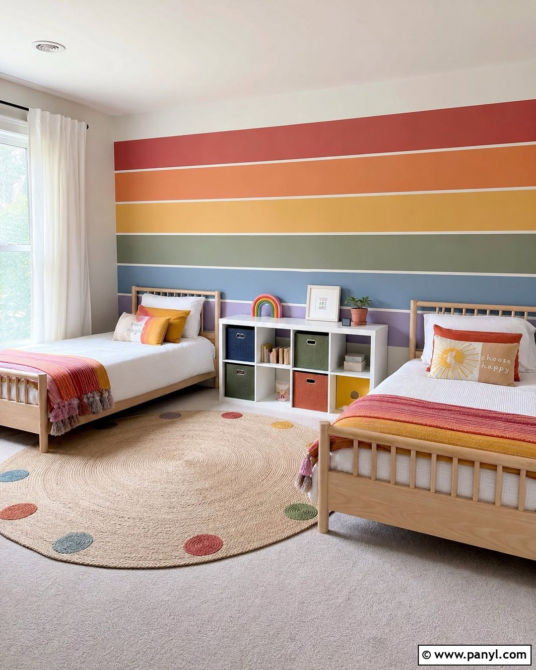 Rainbow Kids Room Wall Paint Stripes - 30 Wall Lines Paint Stripes