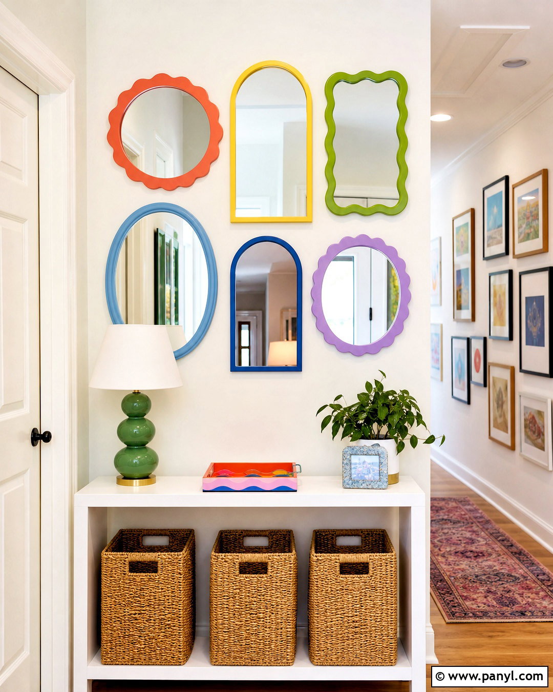 Rainbow Mirror Gallery Wall - 20 rainbow wall decor ideas