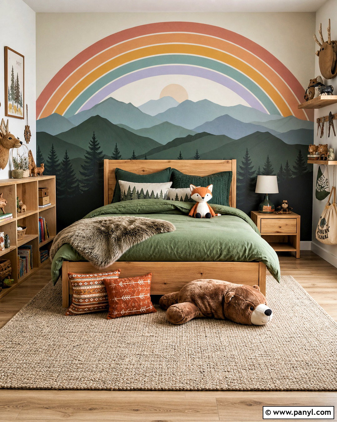 Rainbow Mountain Wall Mural - 20 rainbow wall painting ideas
