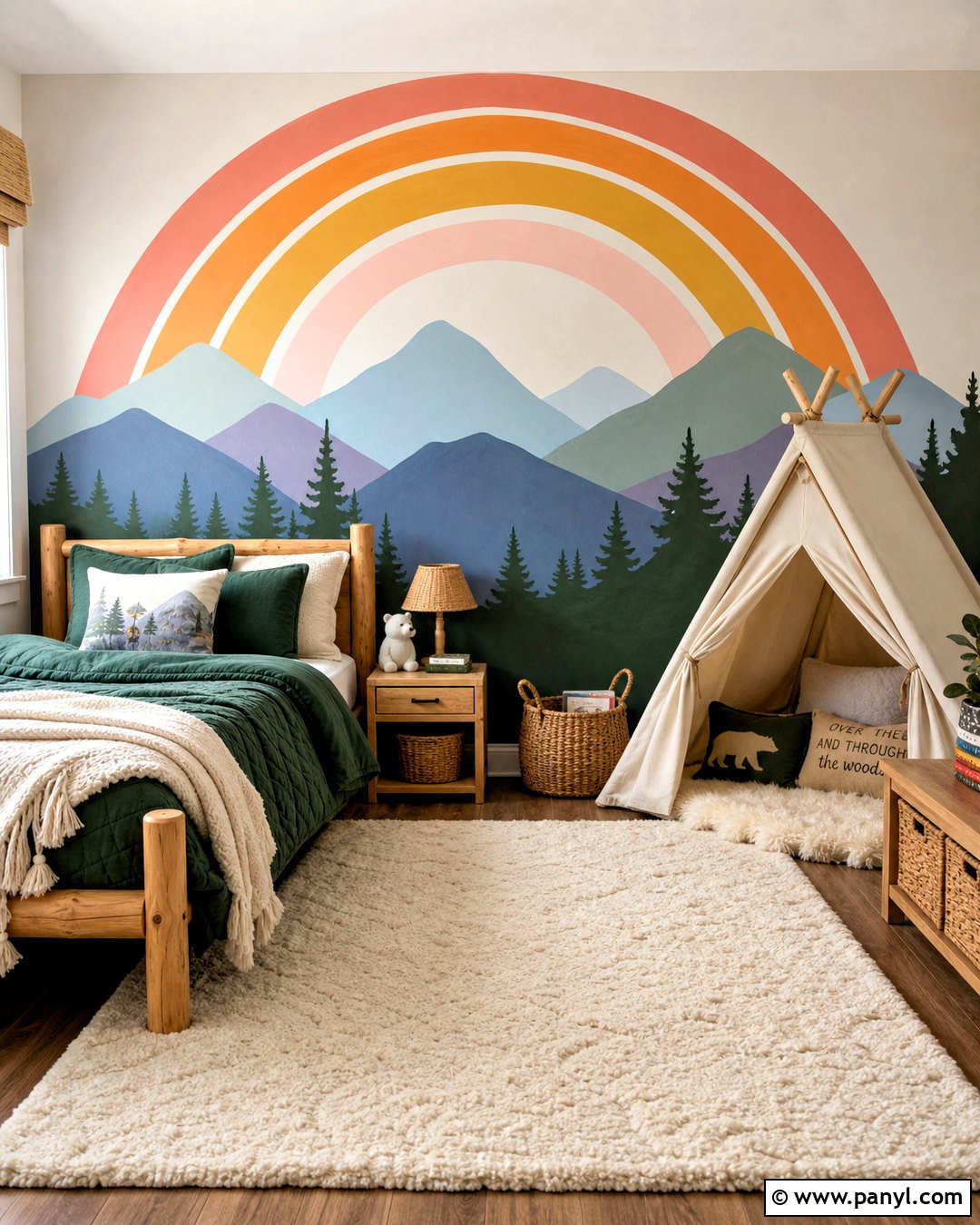 Rainbow Mountain Wall Mural - 20 rainbow wall mural ideas