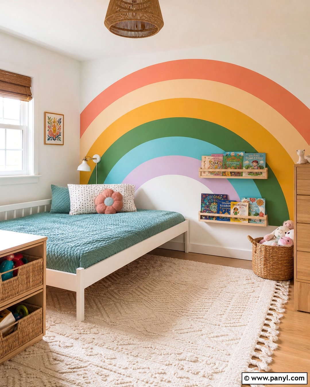 Rainbow Mural Kids Bedroom Accent Wall - 20 Bright Color Accent Wall Inspiration Ideas