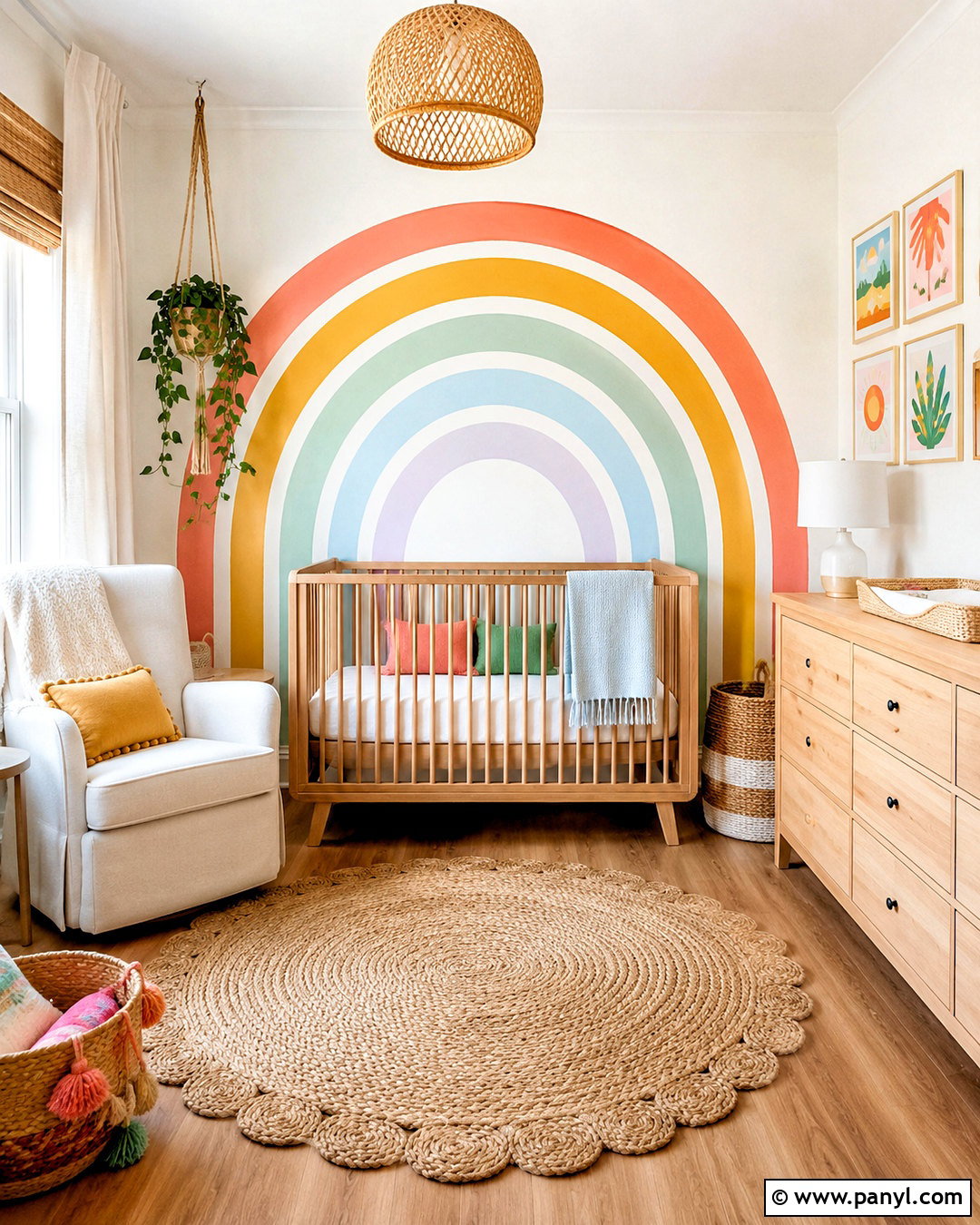 Rainbow Mural Nursery - 20 colorful nursery ideas