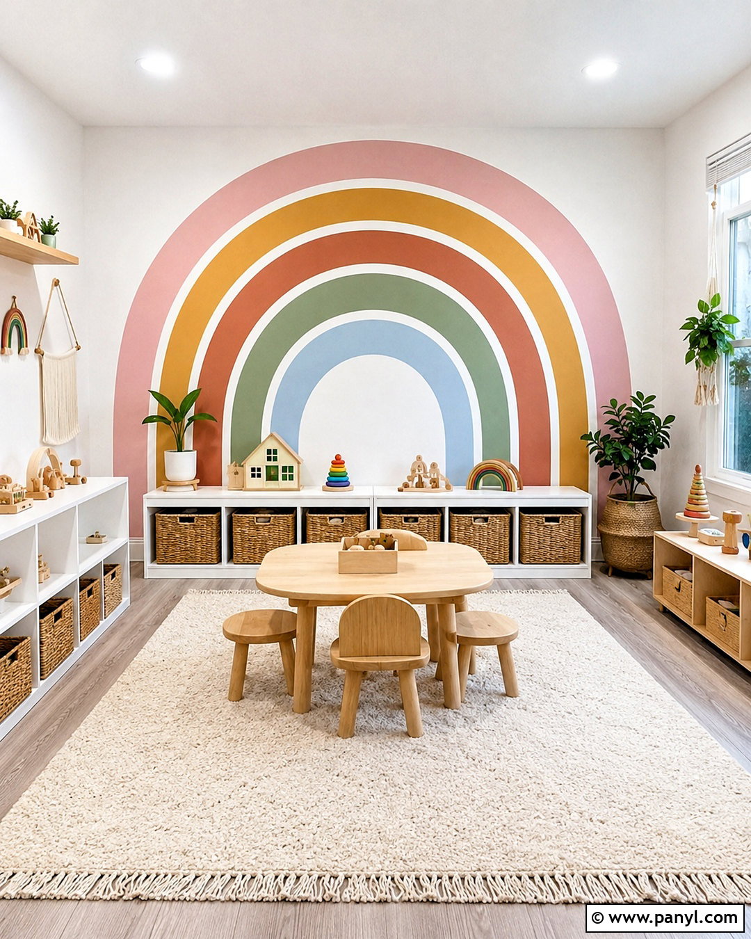 Rainbow Mural Playroom Accent Wall - 20 playroom accent wall ideas