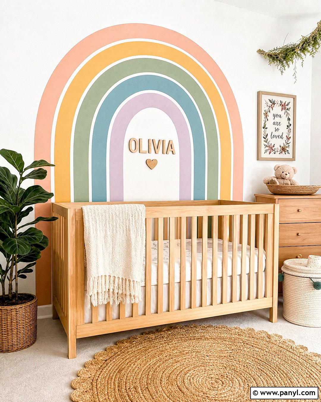Rainbow Nursery Name Sign - 20 rainbow wall decor ideas