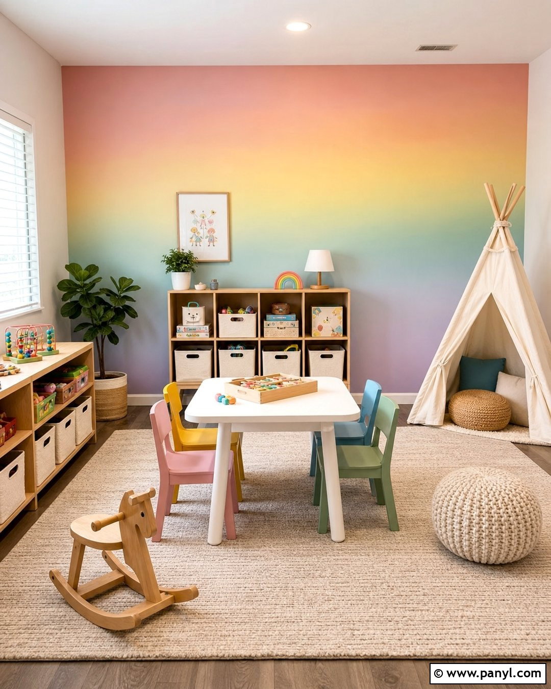 Rainbow Ombre Accent Wall Playroom - 25 Ombre Accent Wall Ideas