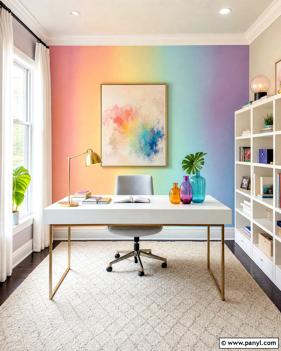 Rainbow Ombre Wall - 20 rainbow wall decor ideas