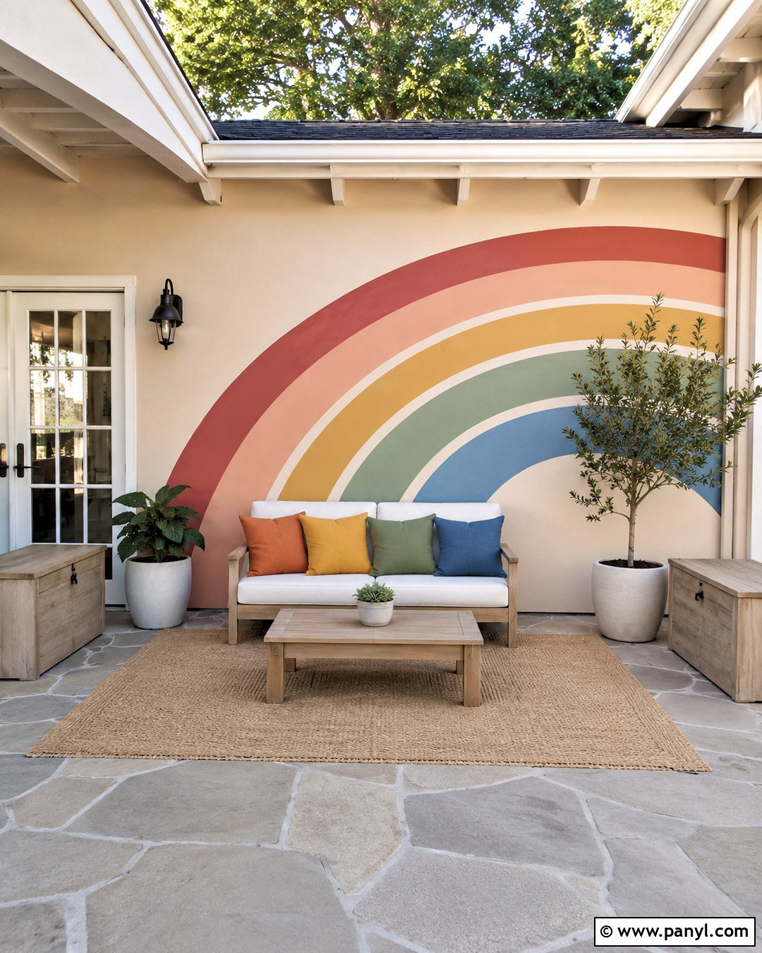 Rainbow Outdoor Wall Mural - 20 outdoor wall painting ideas