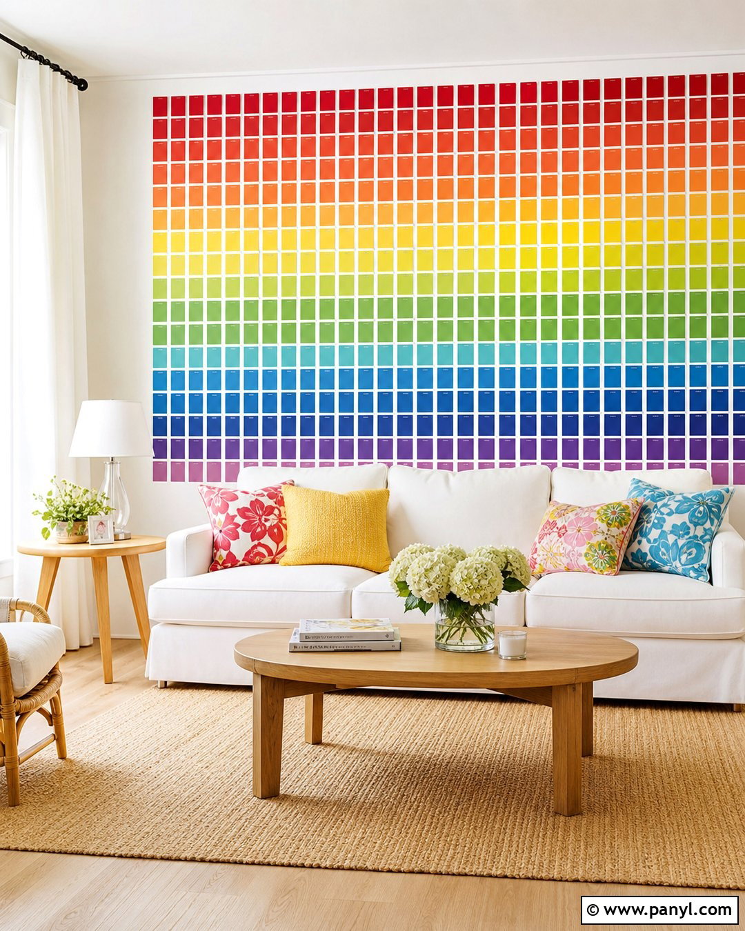 Rainbow Paint Chip Wall - 30 Paint Chip Wall Ideas