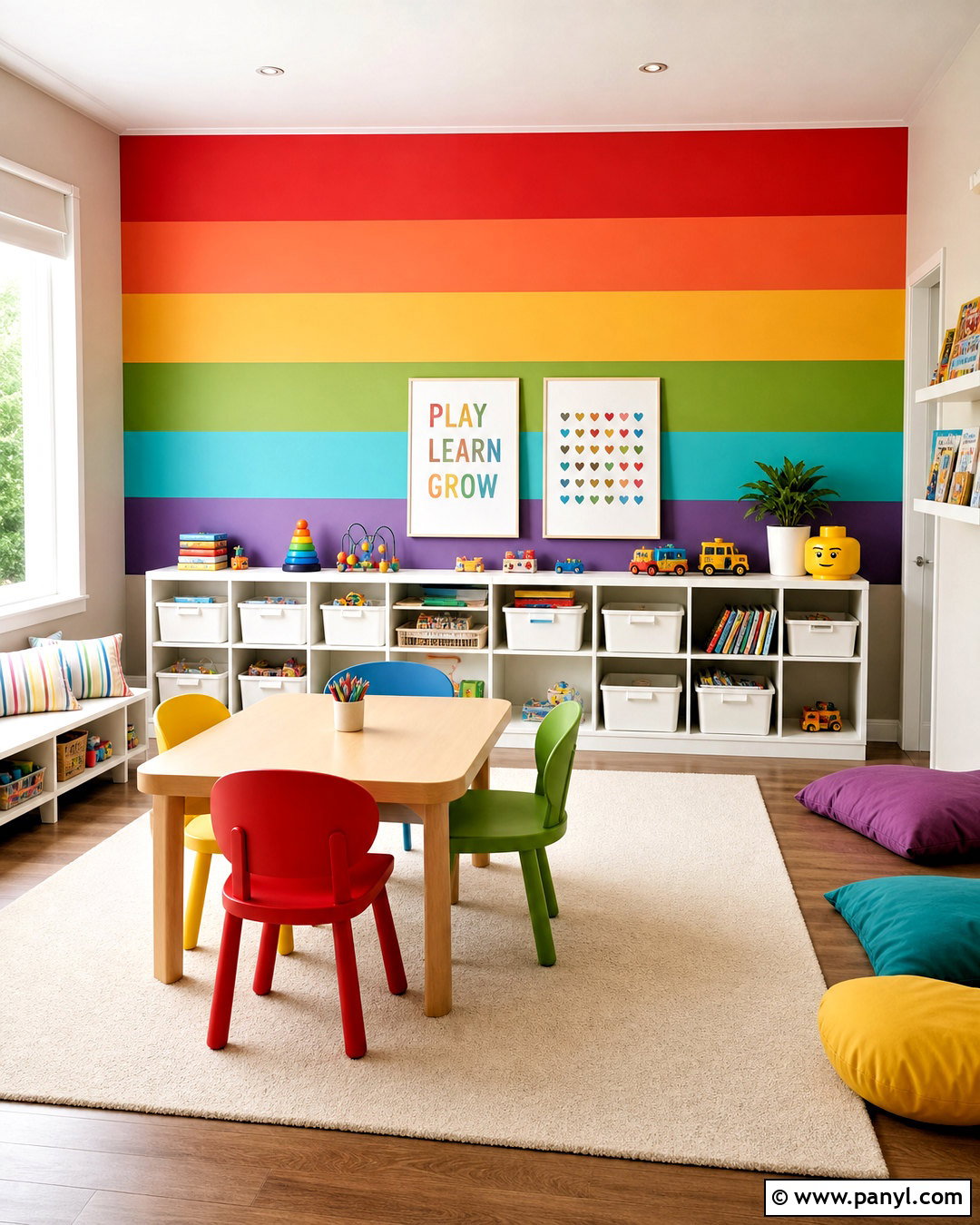 Rainbow Painted Stripes - 20 rainbow wall decor ideas