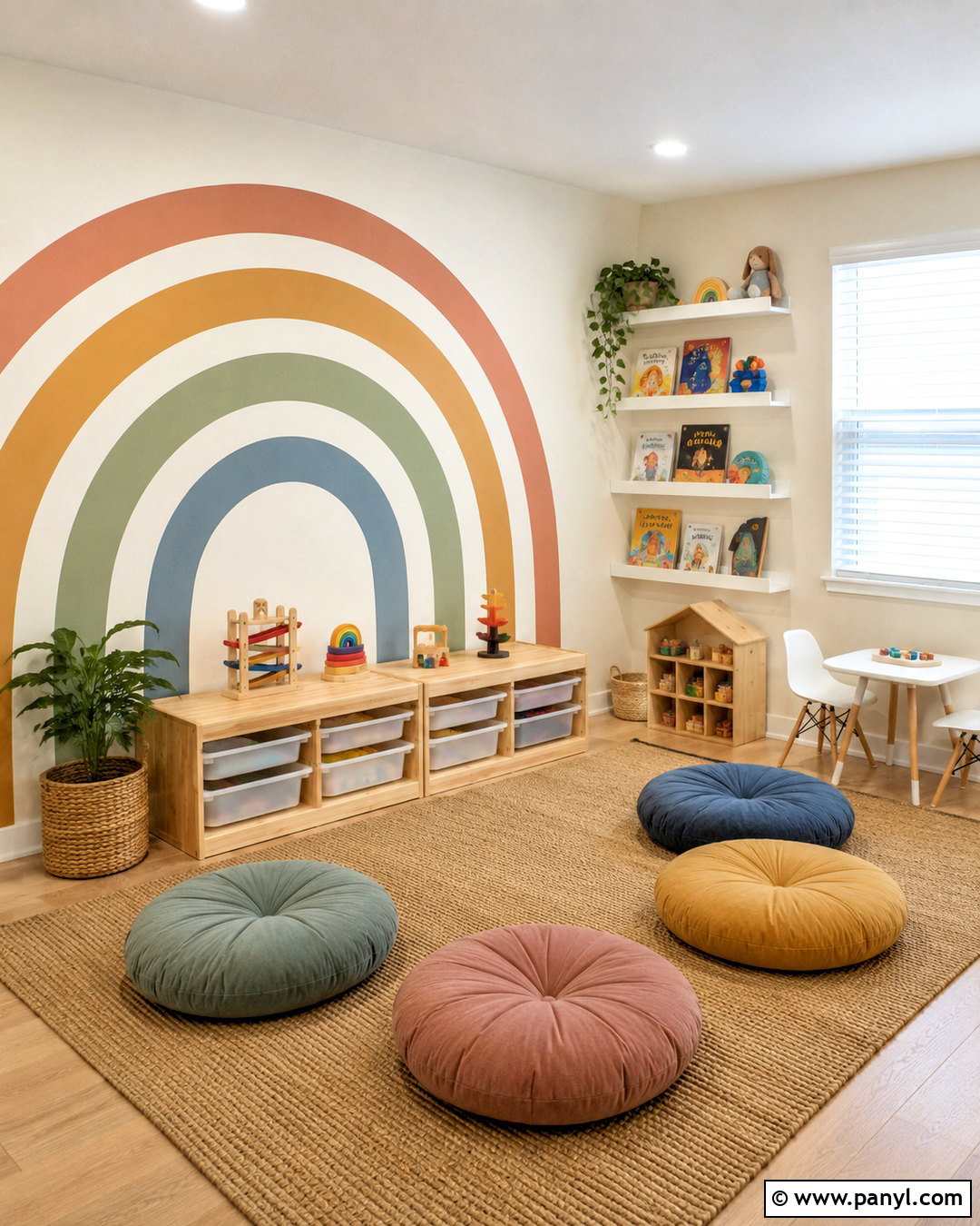 Rainbow Painters Tape Wall - 20 painters tape wall ideas