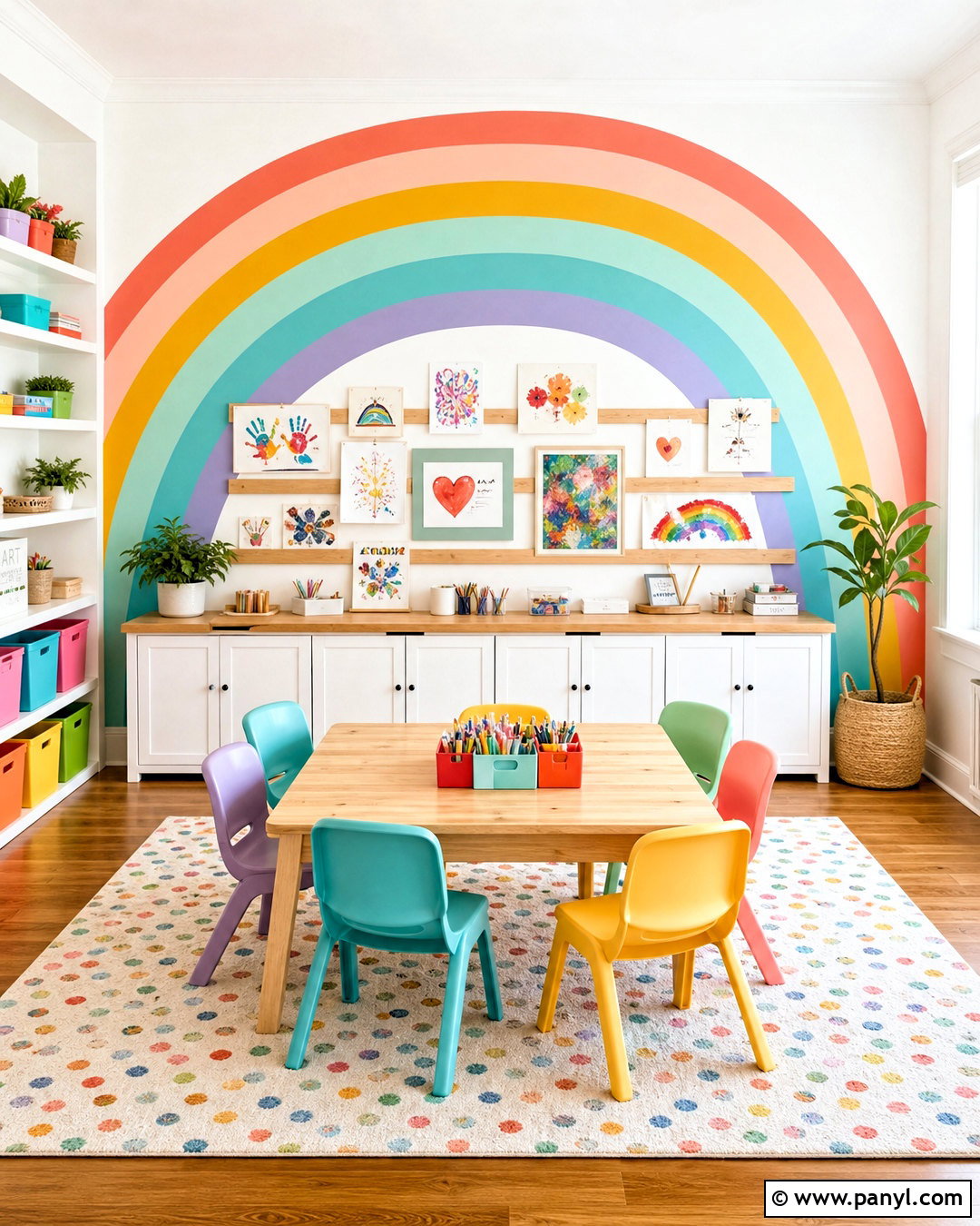 Rainbow Playroom Art Wall - 20 rainbow wall decor ideas