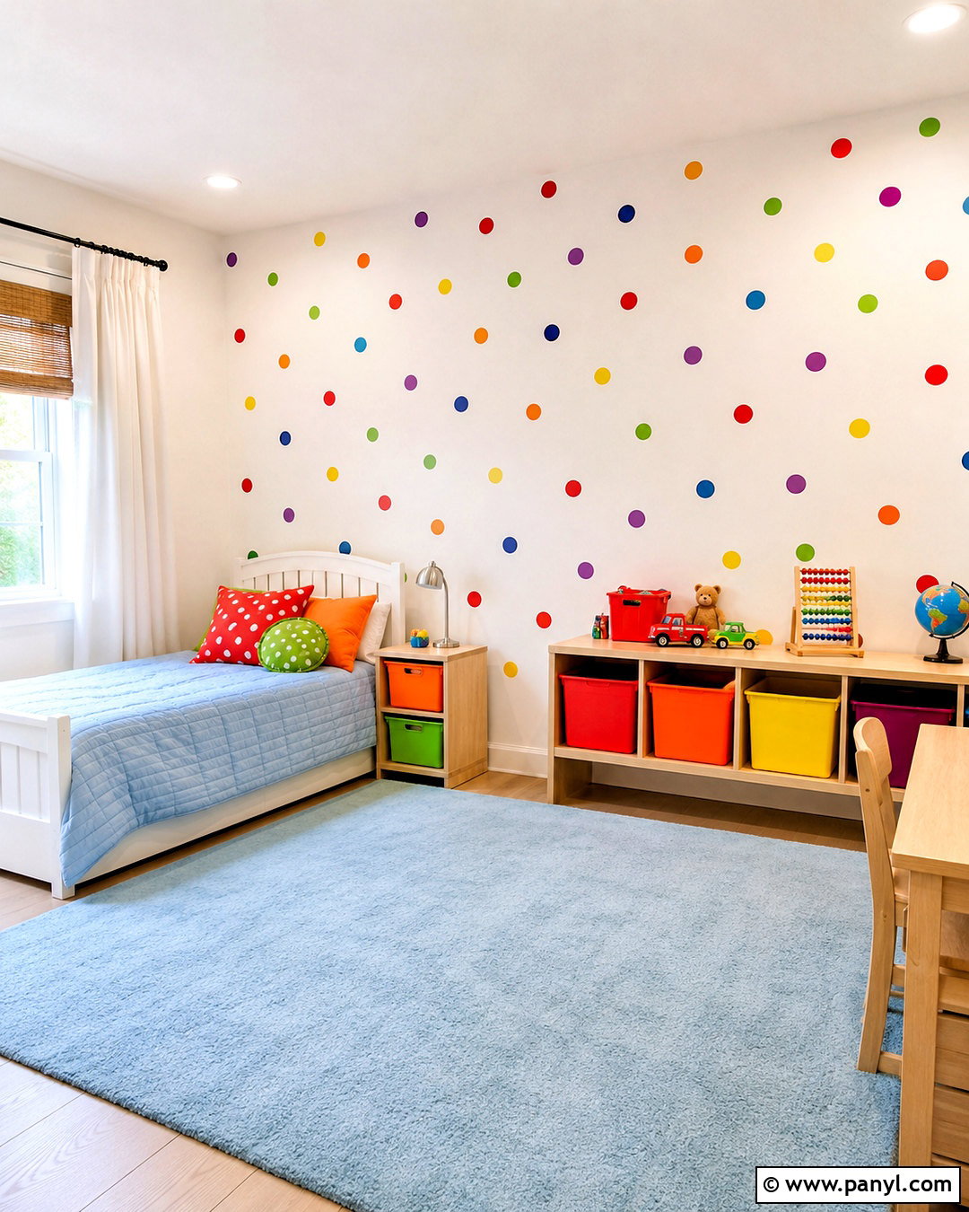 Rainbow Polka Dot Kids Room Wall - 40 polka dot walls