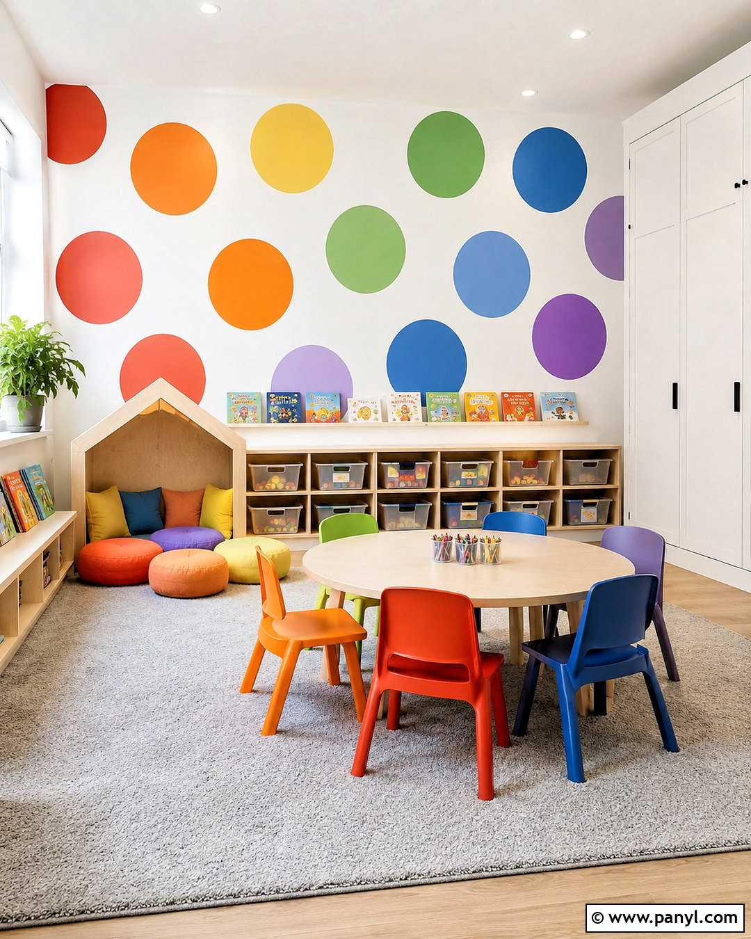 Rainbow Polka Dot Playroom - 20 polka dot room ideas
