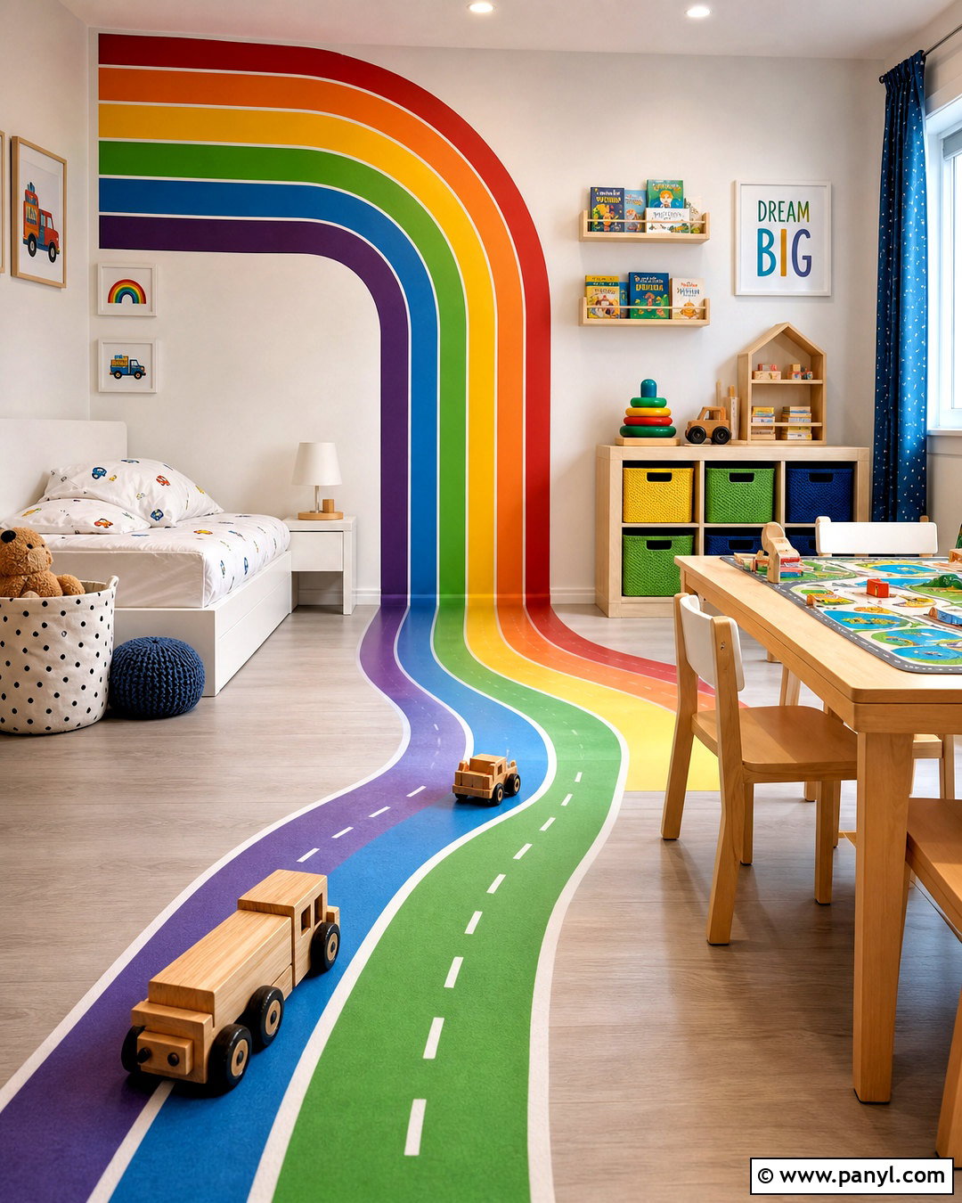 Rainbow Road Wall Mural - 20 rainbow wall mural ideas
