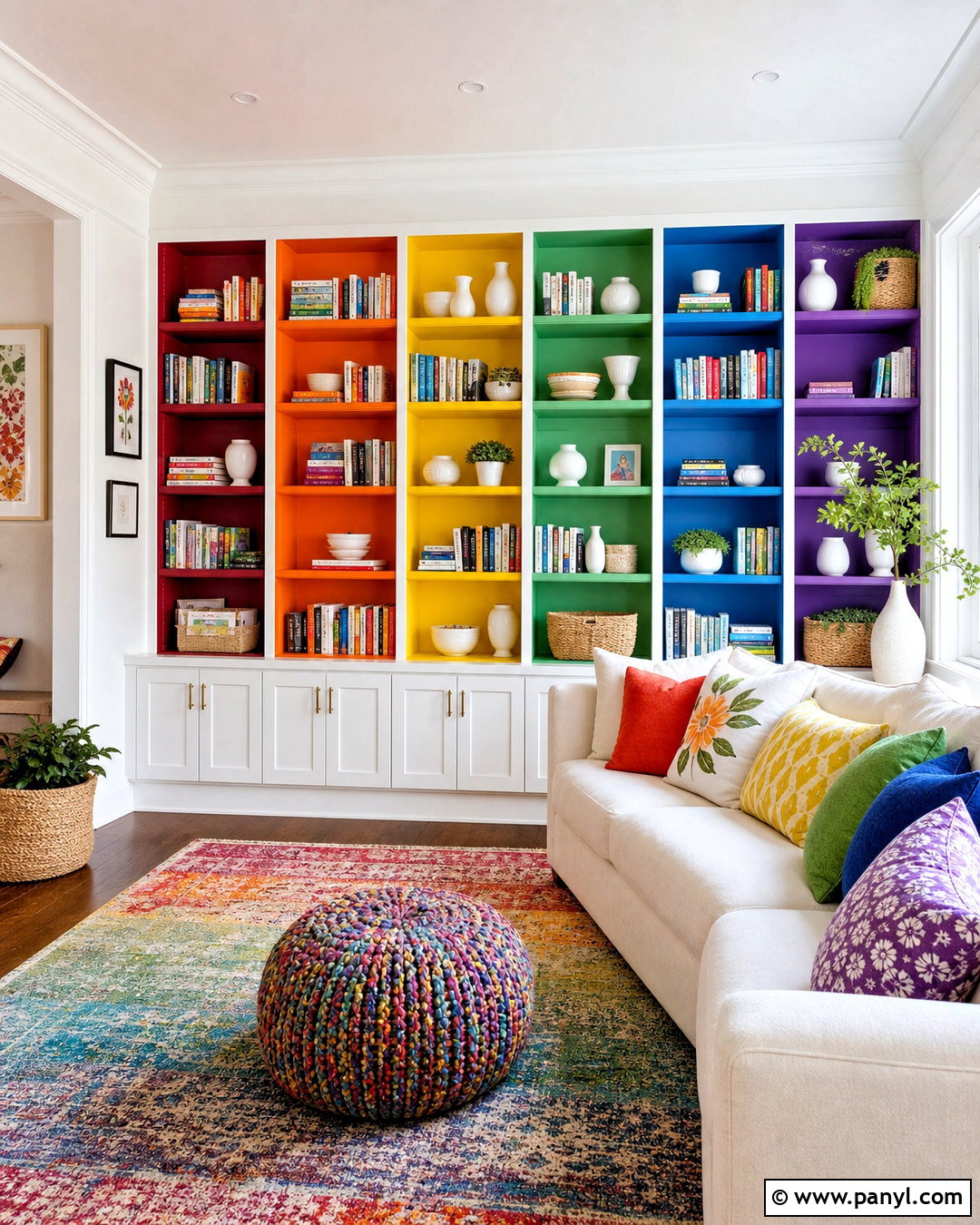 Rainbow Room With Built-In Shelves - 20 rainbow room ideas