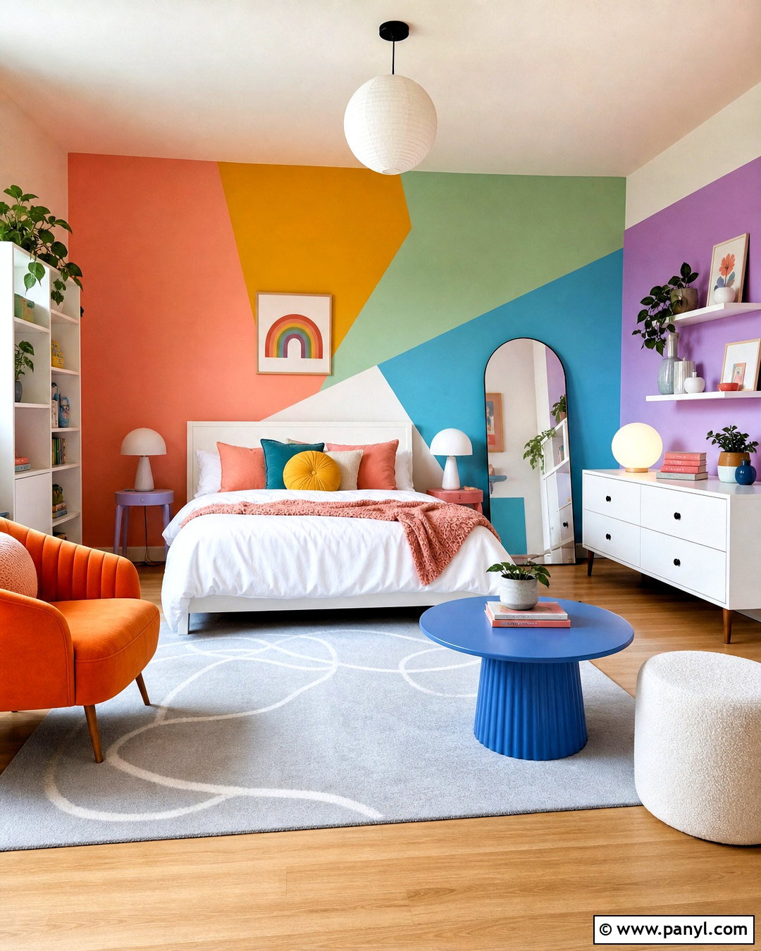 Rainbow Room With Color Blocking - 20 rainbow room ideas