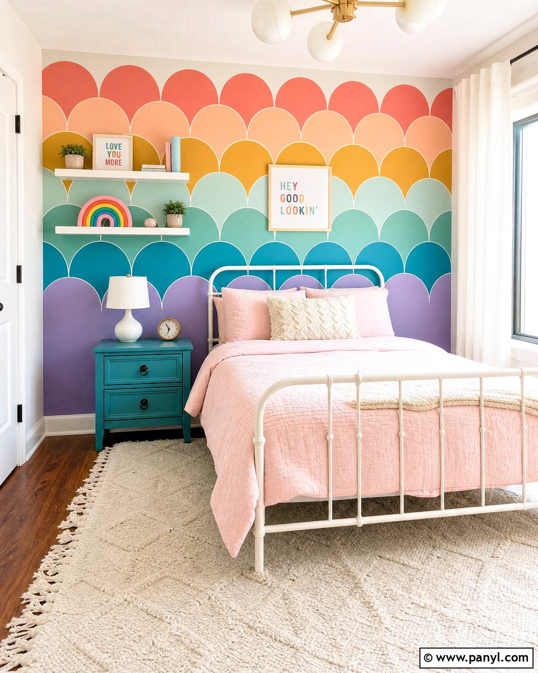 Rainbow Scallop Wall Bedroom - 20 rainbow wall painting ideas