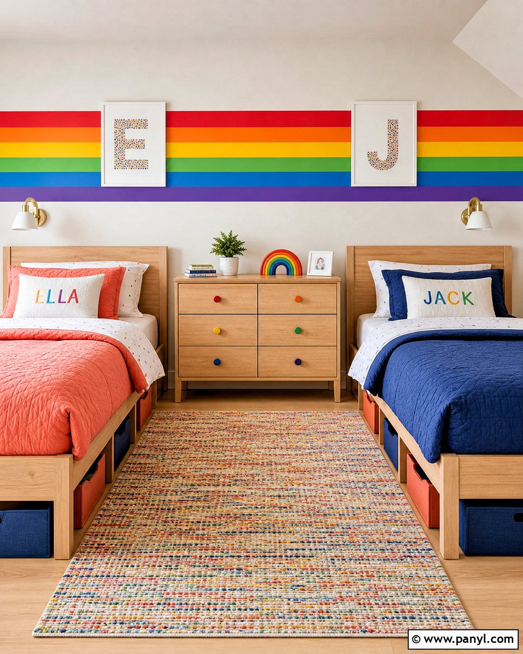 Rainbow Shared Bedroom - 20 rainbow room aesthetic ideas