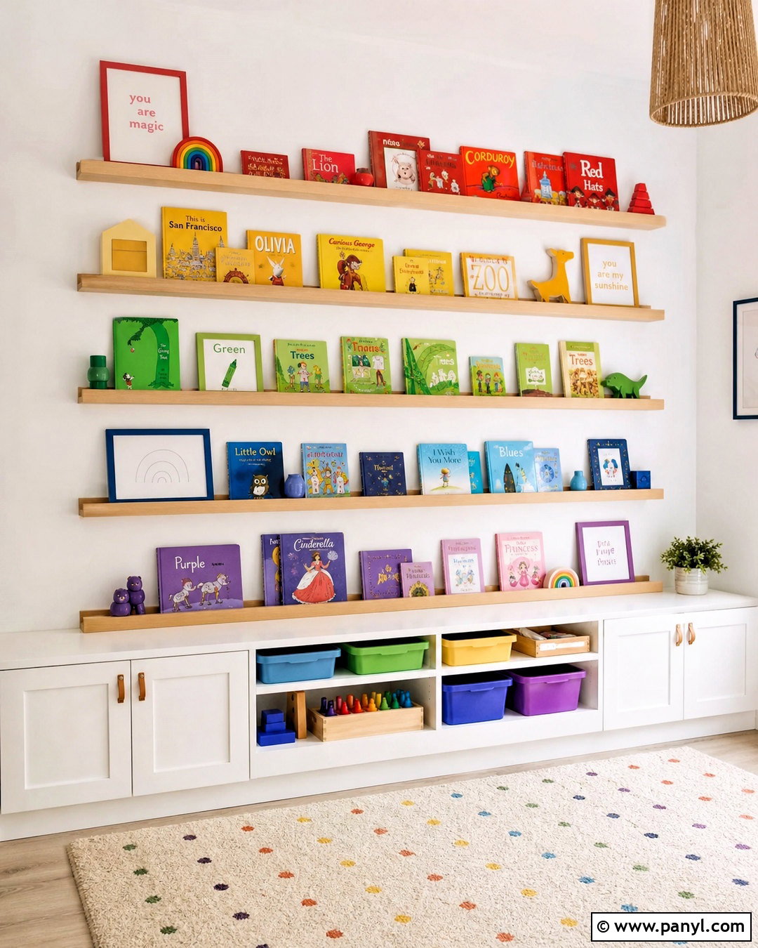 Rainbow Shelf Display - 20 rainbow wall decor ideas