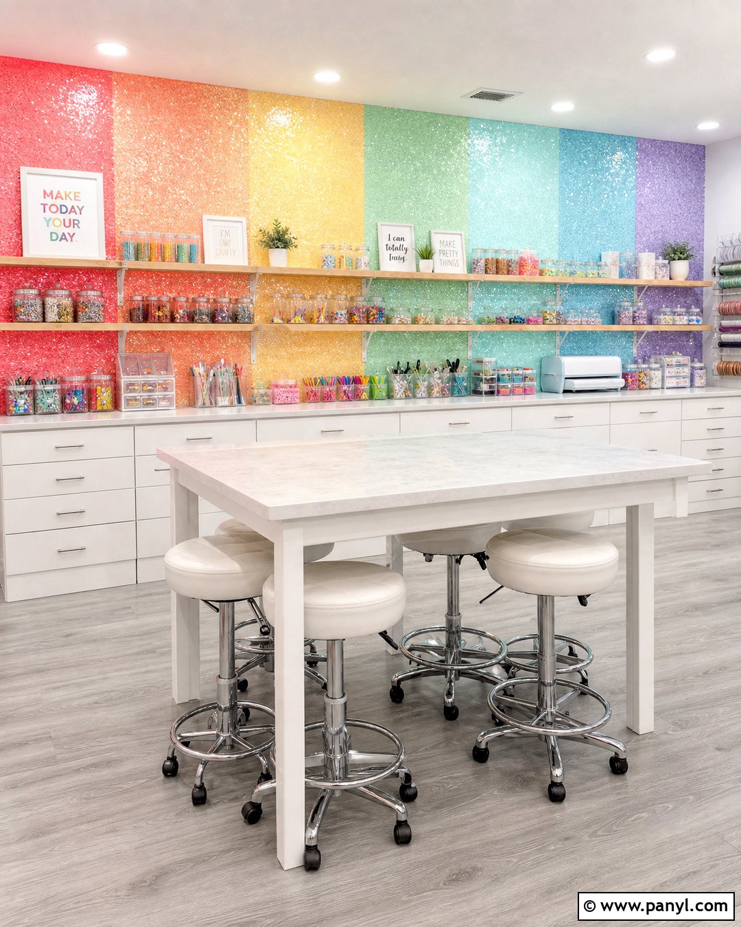 Rainbow Sparkly Wall Craft Room - 20 sparkly walls