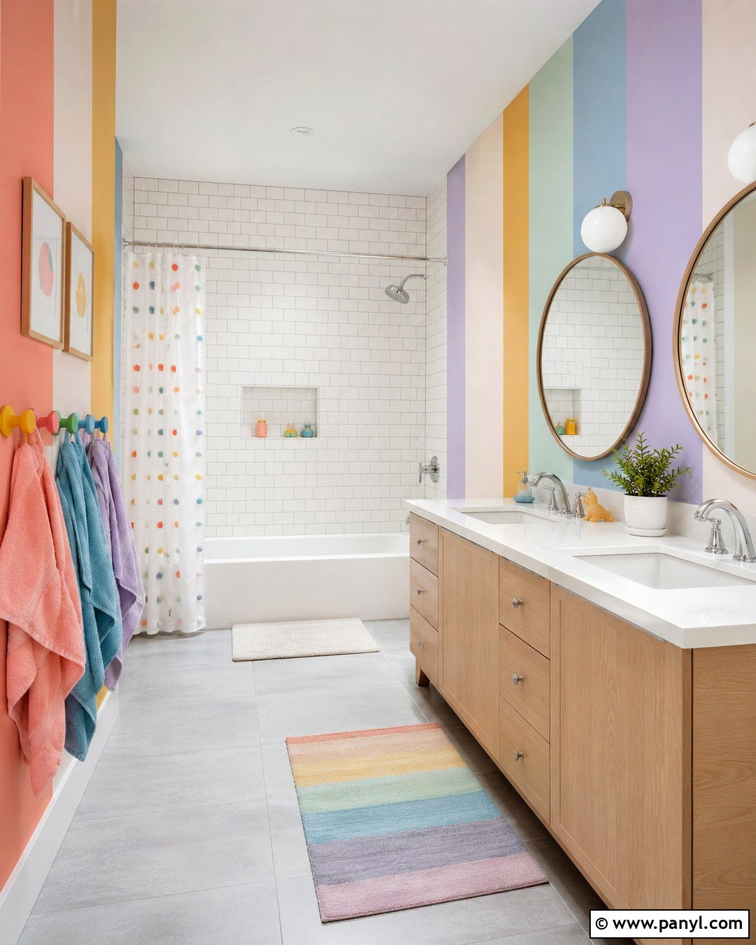 Rainbow Stripe Bathroom Walls - 20 Colorful Bathroom Walls