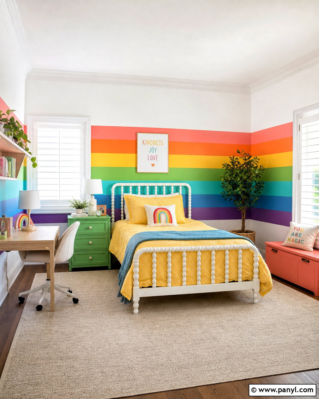 Rainbow Stripe Bedroom - 20 rainbow themed bedroom ideas