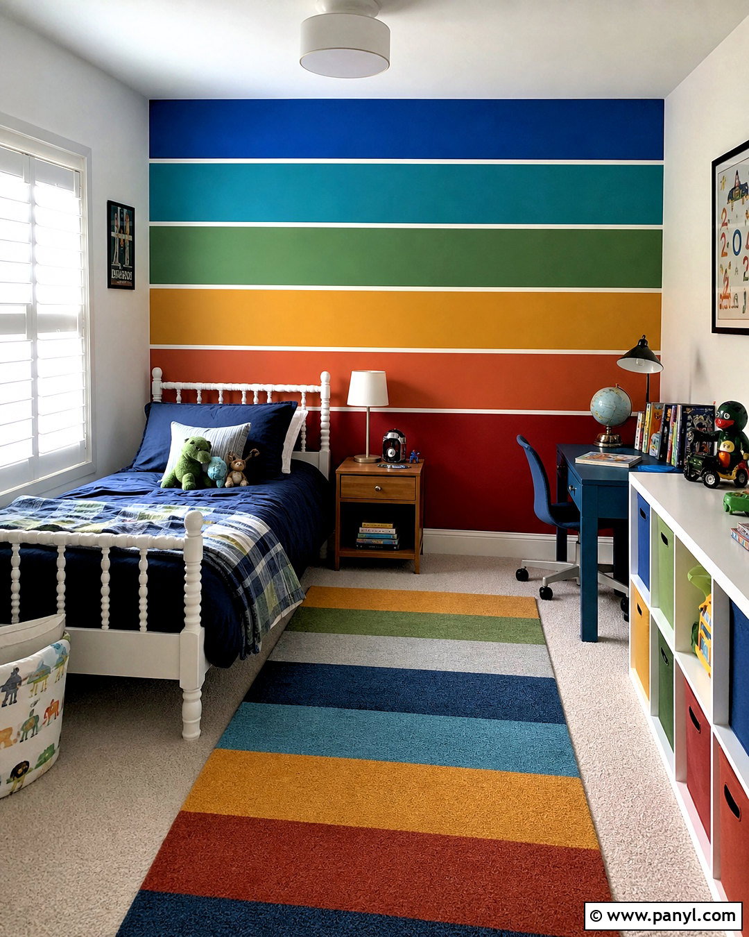 Rainbow Stripe Boys Room - 20 rainbow boys room ideas