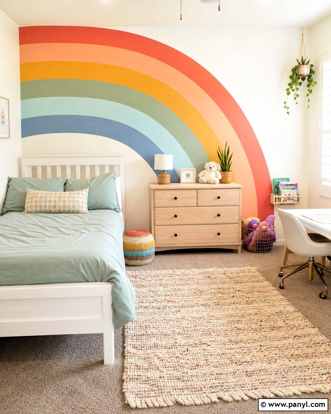Rainbow Stripe Kids Room - 20 kids room wall color ideas