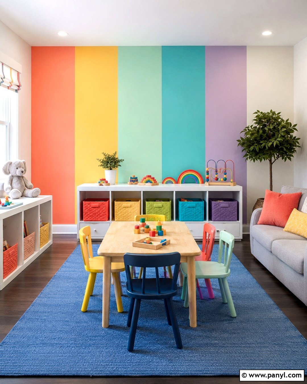 Rainbow Stripe Playroom Walls - 20 Colorful Interior Walls
