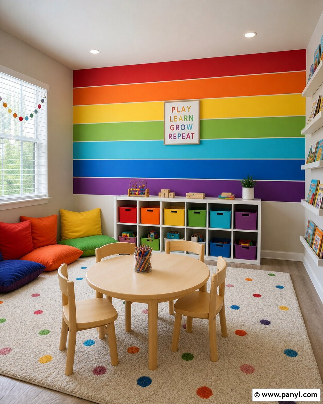 Rainbow Stripe Wall In Playroom - 30 Rainbow Stripe Wall Ideas
