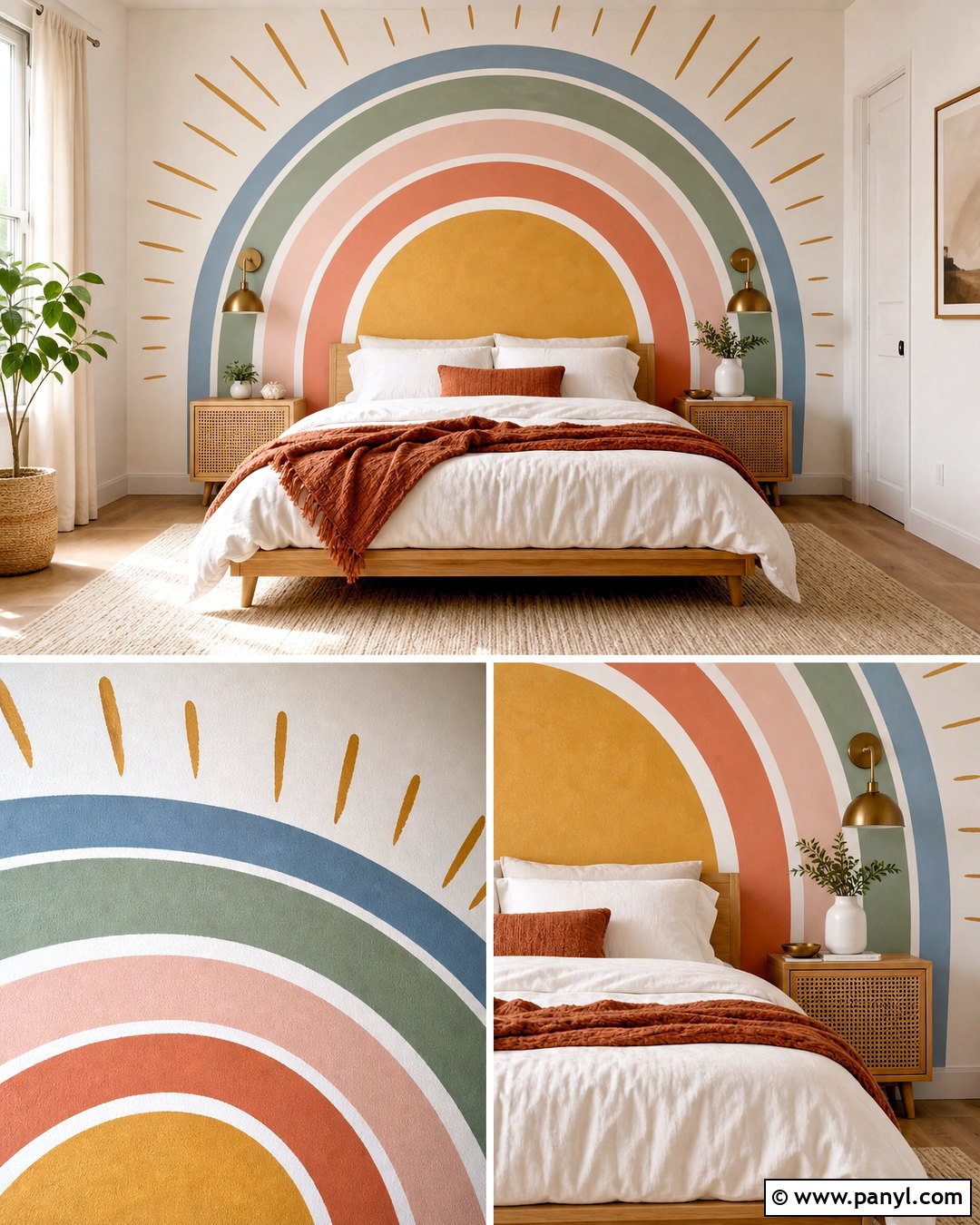 Rainbow Sun Wall Mural - 20 rainbow wall mural ideas
