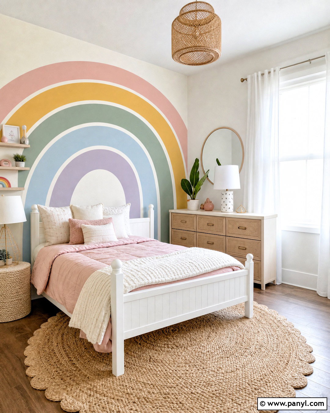 Rainbow Tape Wall Design - 20 wall painting with tape design ideas